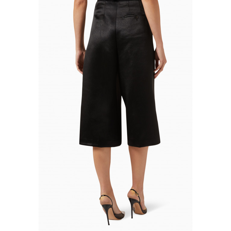 Theory - Wide-leg Culottes in Bonded-satin Black