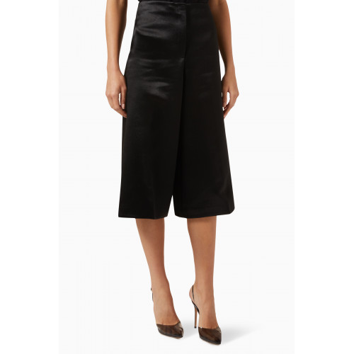 Theory - Wide-leg Culottes in Bonded-satin Black