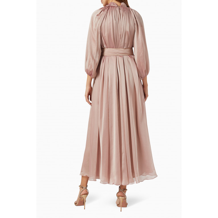 BYK by Beyanki - Bow-collar Belted Dress Gold