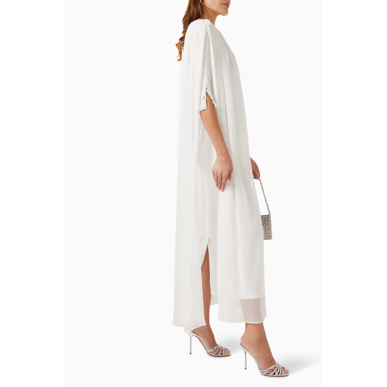 BYK by Beyanki - Crystal-embellished Belted Maxi Dress White