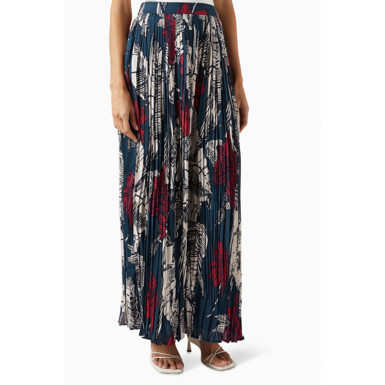 KoAi - Floral-print Wide-leg Pants in Crinkled Silk