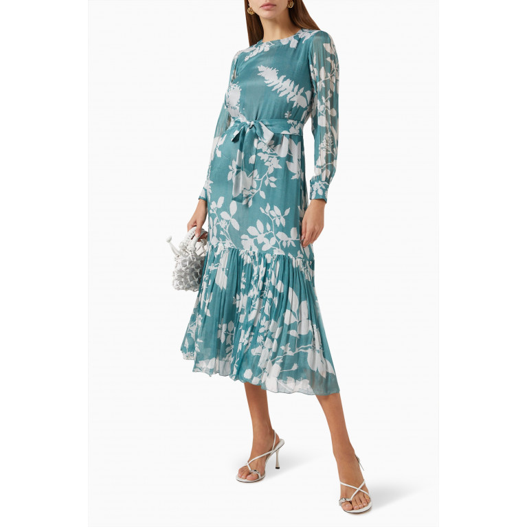 KoAi - Floral Tiered Midi Dress in Chiffion