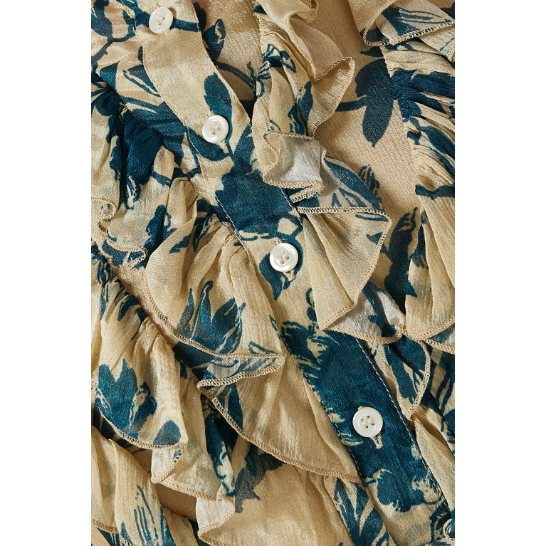 KoAi - Floral-print Frilled Top in Chiffon