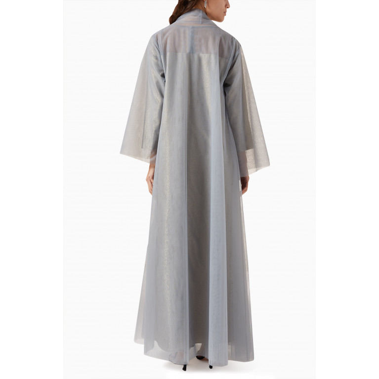 Homa Q - 3-piece Embellished Abaya Set in Tulle & Lurex-taffeta
