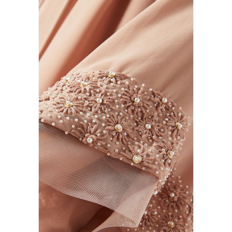Homa Q - 3-piece Bead-embellished Abaya Set in Chiffon & Satin
