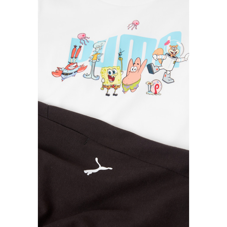 Puma - x Spongebob-motif Logo T-shirt Set in Cotton