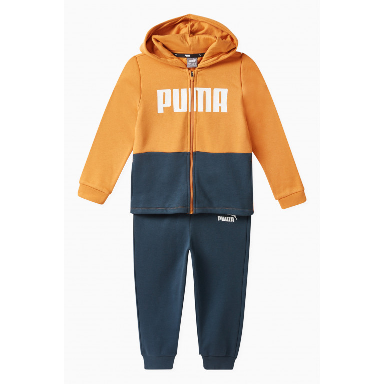 Puma - Logo Colour-block Tracksuit in Cotton-blend