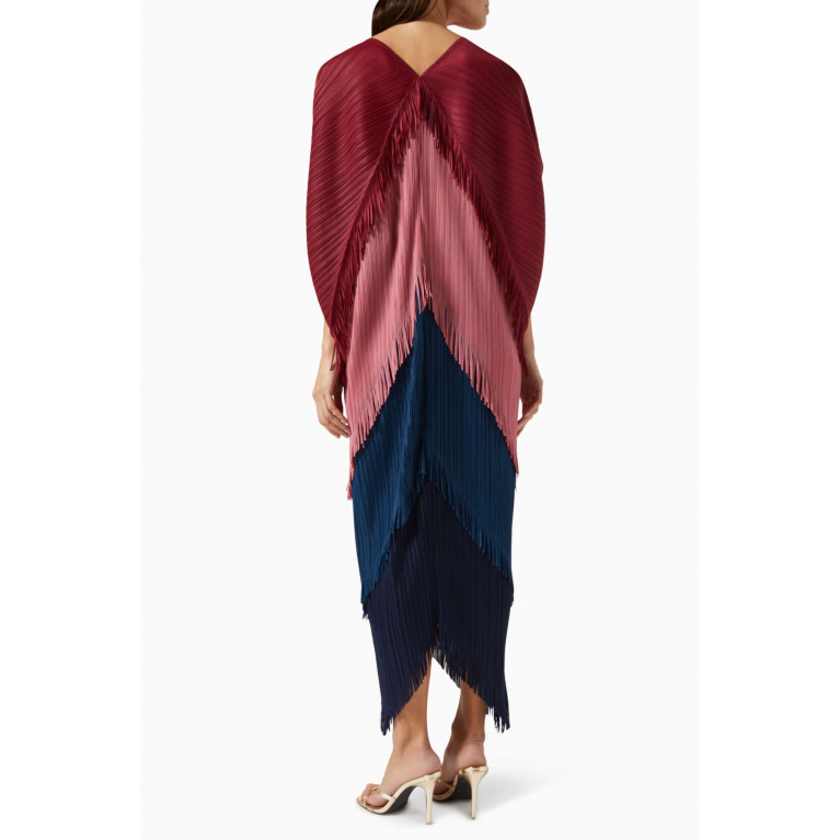 Scarlet Sage - Kimono Fringe Dress in Crinkled Nylon Multicolour
