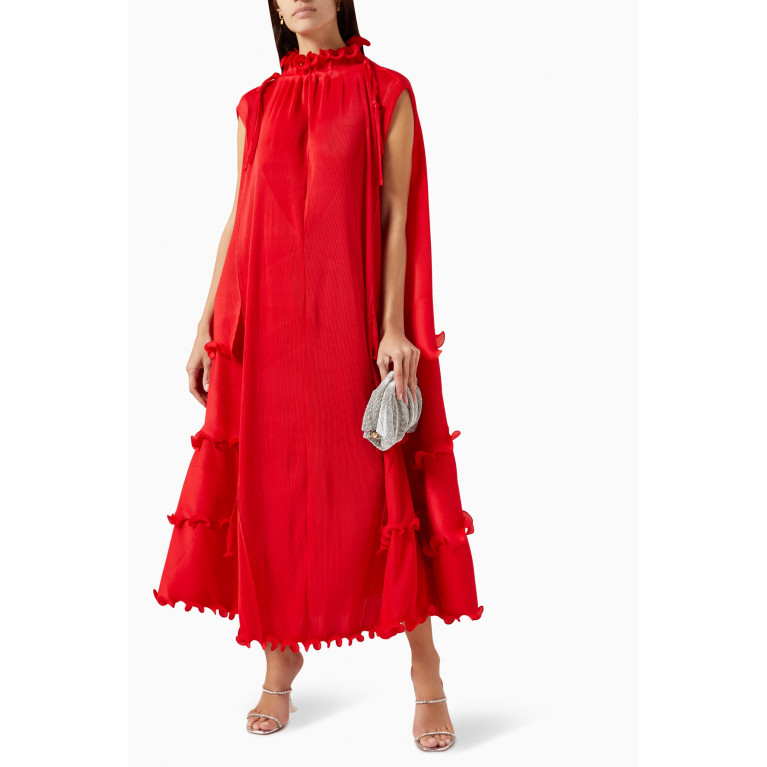 Scarlet Sage - Ruffled Maxi Dress Red