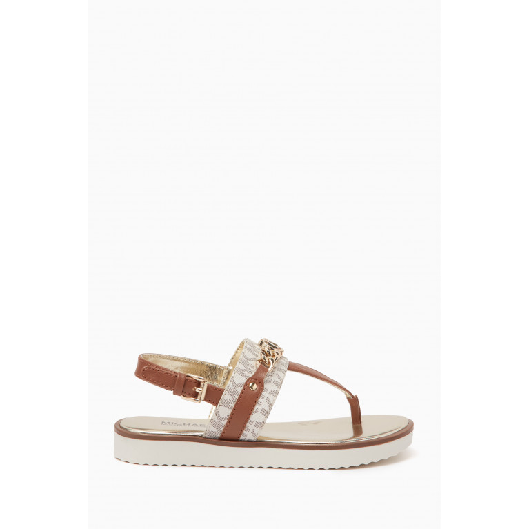 Michael Kors Kids - Monogram Thong Sandals in Faux Leather