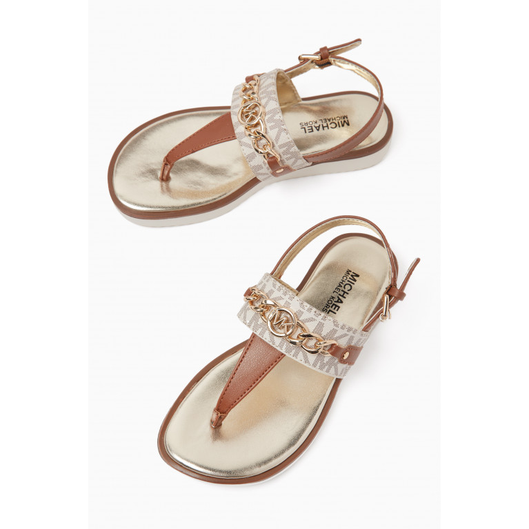 Michael Kors Kids - Monogram Thong Sandals in Faux Leather