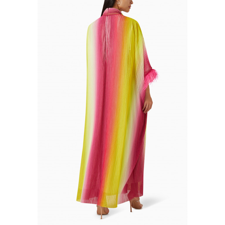 BAQA - Colour-block Feather-trimmed Maxi Dress