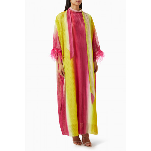 BAQA - Colour-block Feather-trimmed Maxi Dress