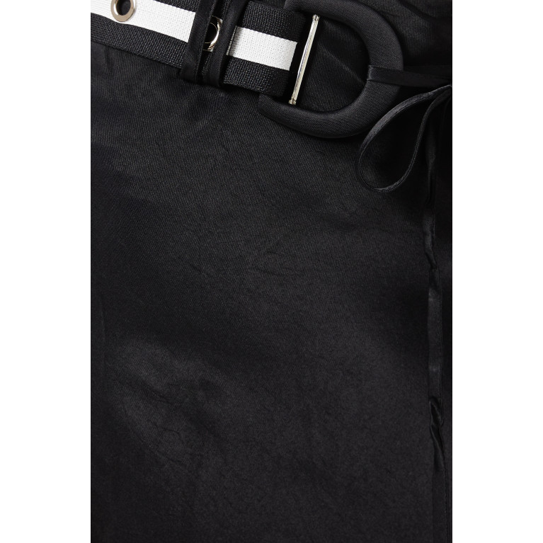 Hukka - Belted Midi Skirt in Viscose Black