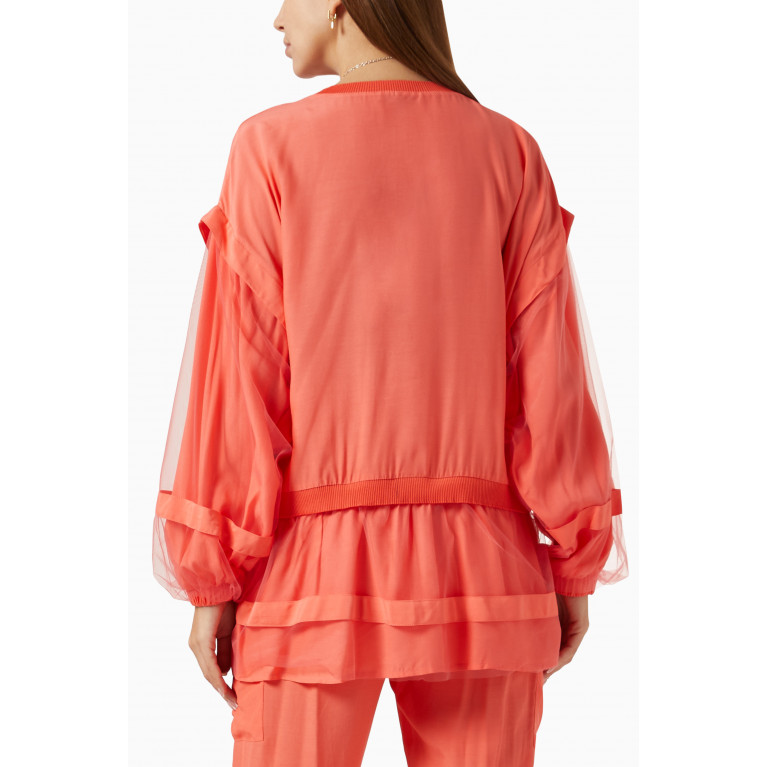 Hukka - Necklace-detail Tiered Blouse in Viscose Orange