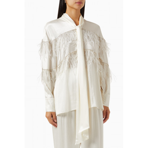 BAQA - Feather-trimmed Embellished Top in Viscose