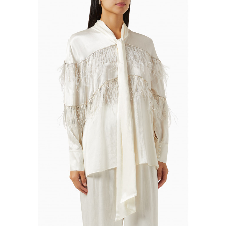 BAQA - Feather-trimmed Embellished Top in Viscose