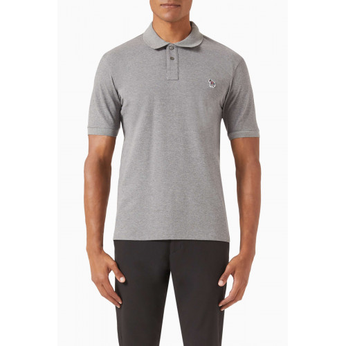 PS Paul Smith - Zebra Logo Polo Shirt in Cotton Grey