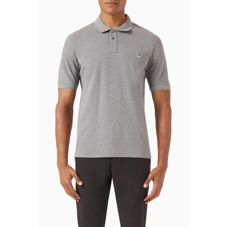 PS Paul Smith - Zebra Logo Polo Shirt in Cotton Grey