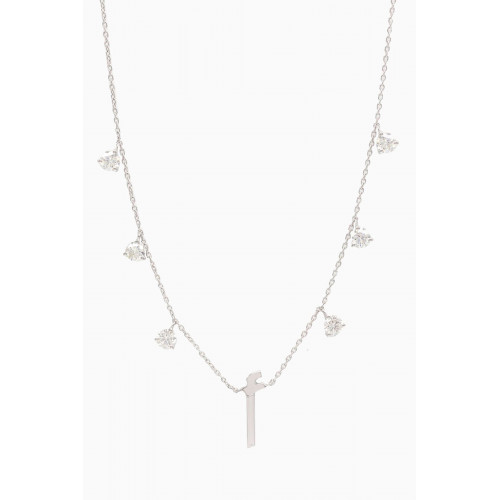 HIBA JABER - Diamond Droplet Initial Necklace - Letter "A" in 18k White Gold