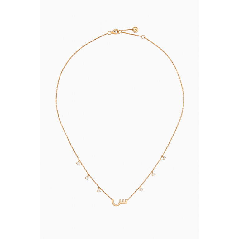 HIBA JABER - Diamond Droplets Initial Necklace - Letter "S " in 18kt Gold