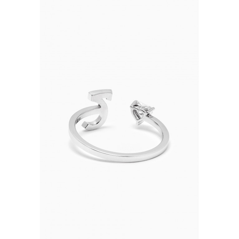 HIBA JABER - Glam Your Initial Love - Letter "Jeem" Ring in 18kt White Gold