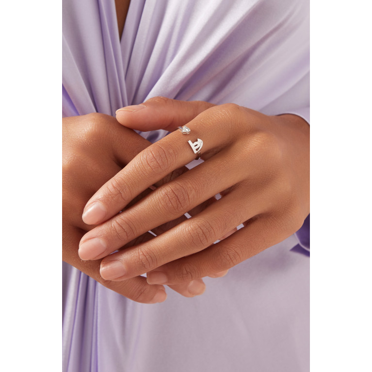 HIBA JABER - Glam Your Initial Love – Letter "H" Ring in 18kt White Gold