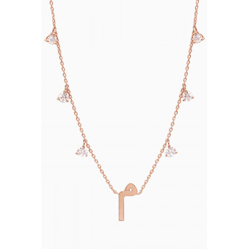 HIBA JABER - Diamond Droplet Initial Necklace - Letter "M" in 18kt Rose Gold
