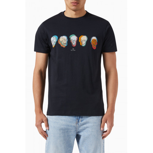 PS Paul Smith - Skull Line Up T-Shirt in Organic Cotton Jersey