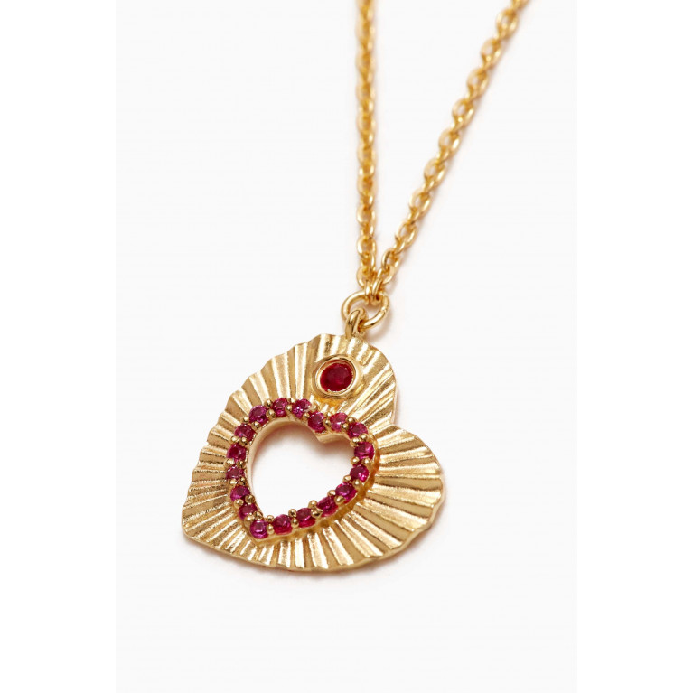 Damas - Farfasha Sunkiss Heart Ruby Necklace in 18kt Gold
