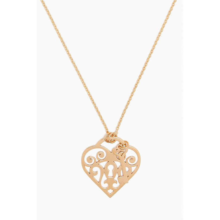 Damas - Valentine Heart & Key Necklace in 18kt Gold