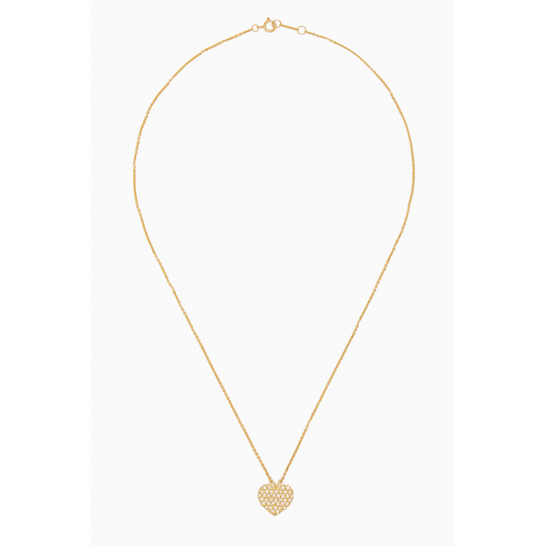 Damas - Studded Diamond Heart Pendant Necklace in 18kt Gold