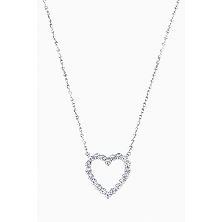 Damas - Studded Diamond Heart Necklace in 18kt White Gold