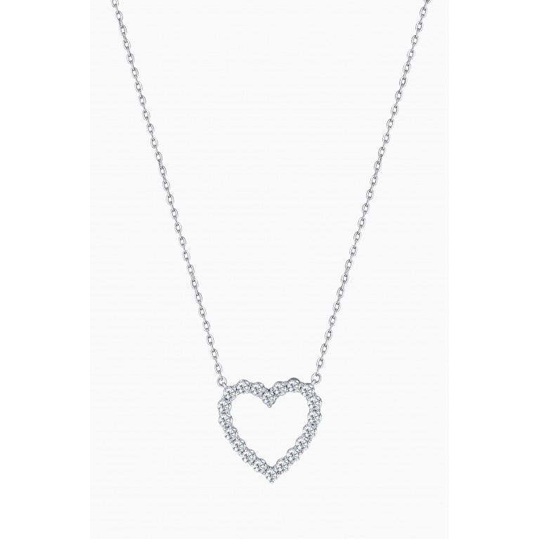 Damas - Studded Diamond Heart Necklace in 18kt White Gold