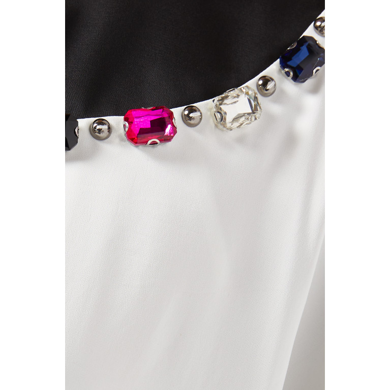 Mimya - Crystal-embellished Colour-block Maxi Dress Neutral