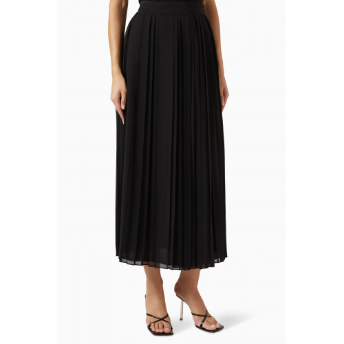 Mimya - Closed Pleated Midi Skirt in Viscose Black
