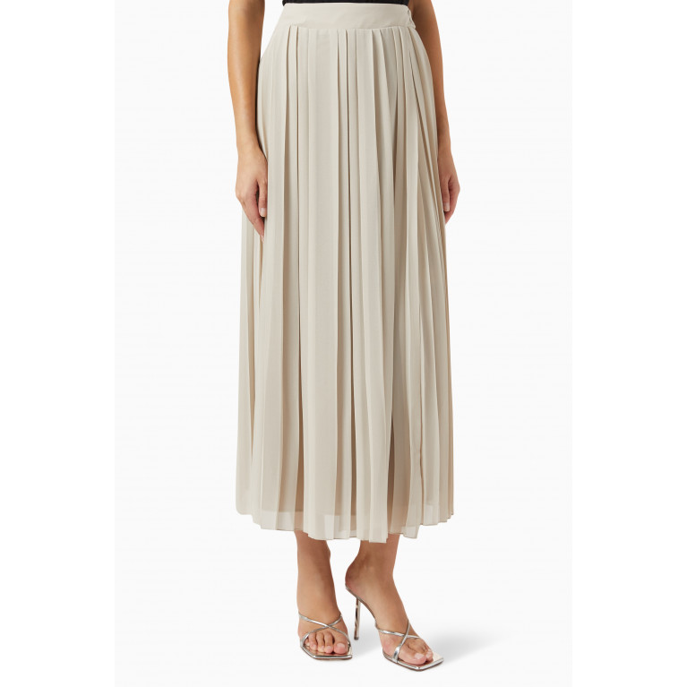 Mimya - Closed Pleated Midi Skirt in Viscose Grey
