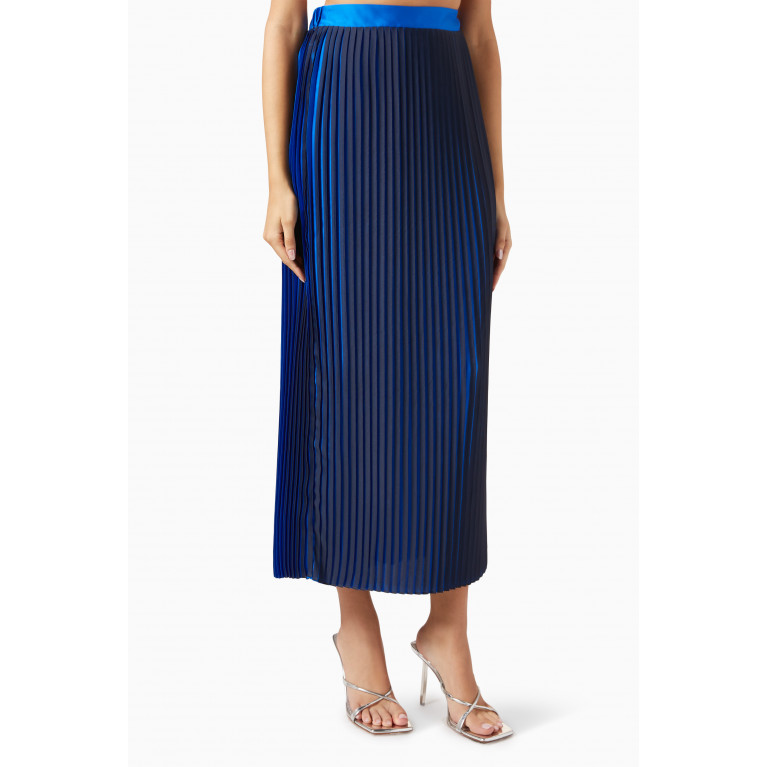 Mimya - Pleated Maxi Skirt Blue
