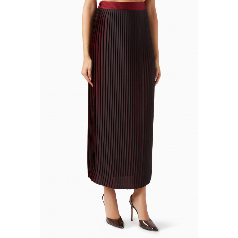 Mimya - Pleated Maxi Skirt Red