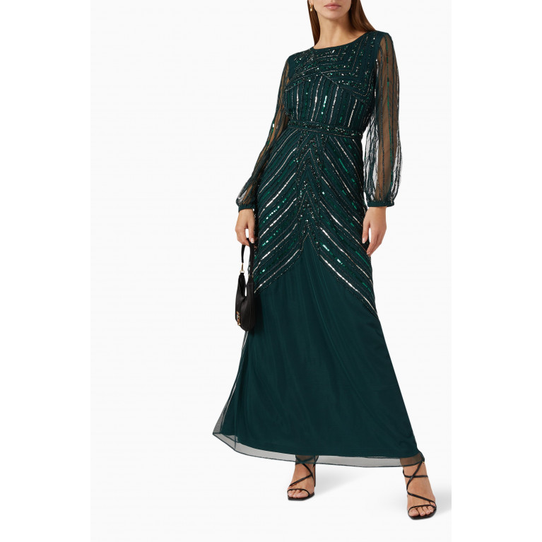 Raishma - Embellished Maxi Dress in Sheer Sequin