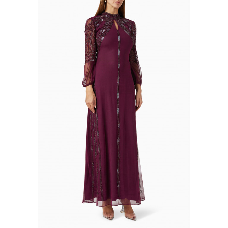 Raishma - Embellished Maxi Gown in Sheer Sequin