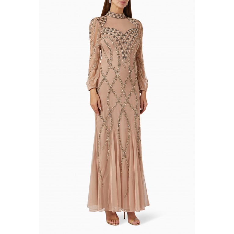 Raishma - Embellished Maxi Gown in Sheer