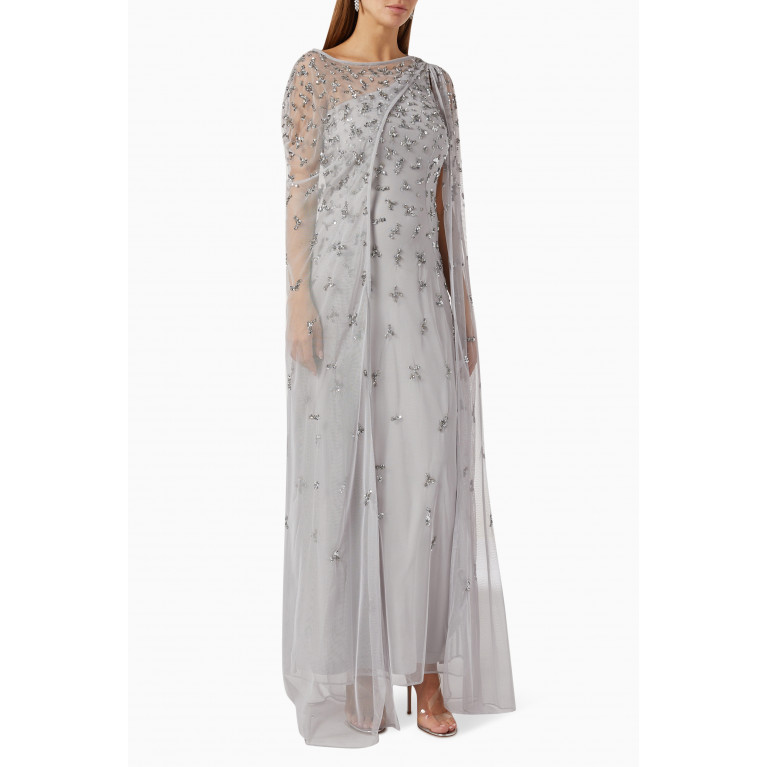Raishma - Embellished Cape Gown in Sequin