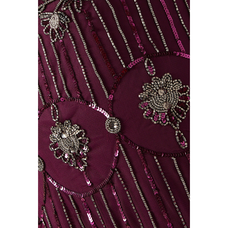 Raishma - Beaded Cap-sleeve Gown in Tulle