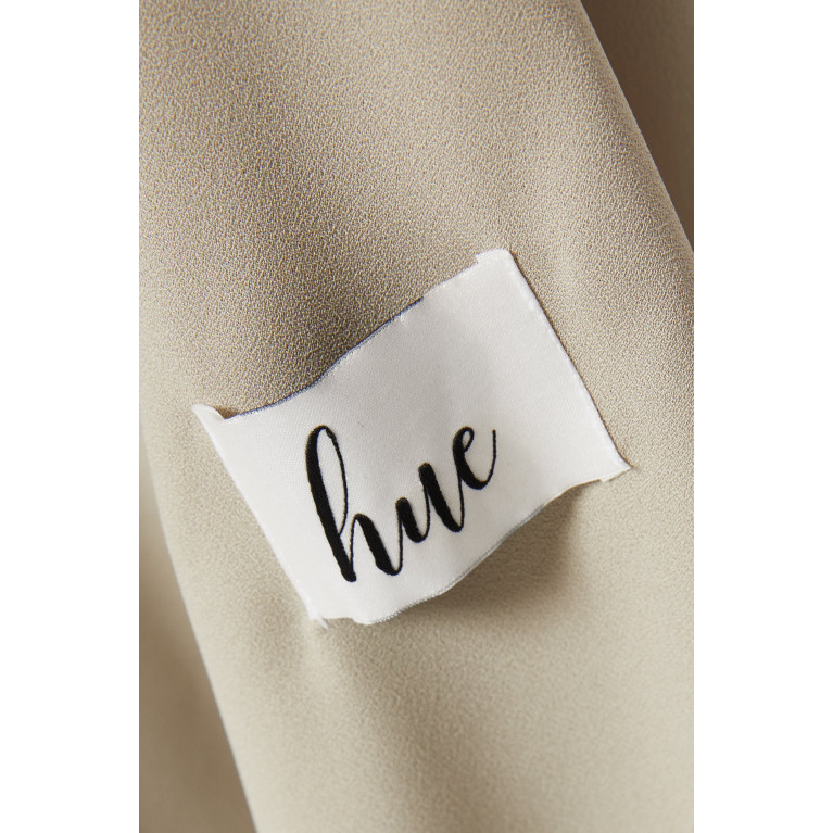 Hue - Two-tone Tassel Dress in Crepe Neutral