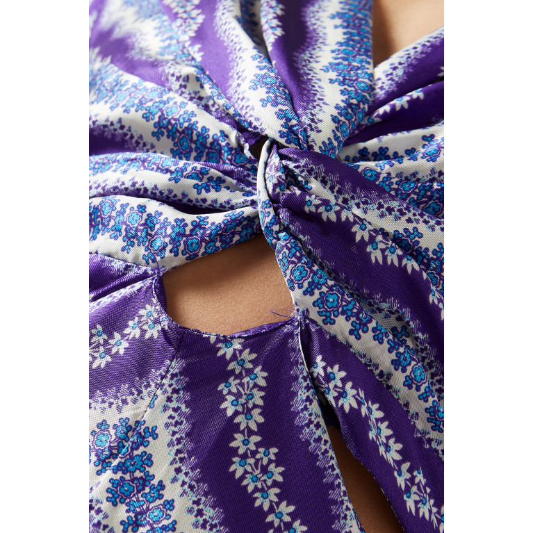 Sandro - Brumela Twist-front Floral-print Midi Dress in Satin