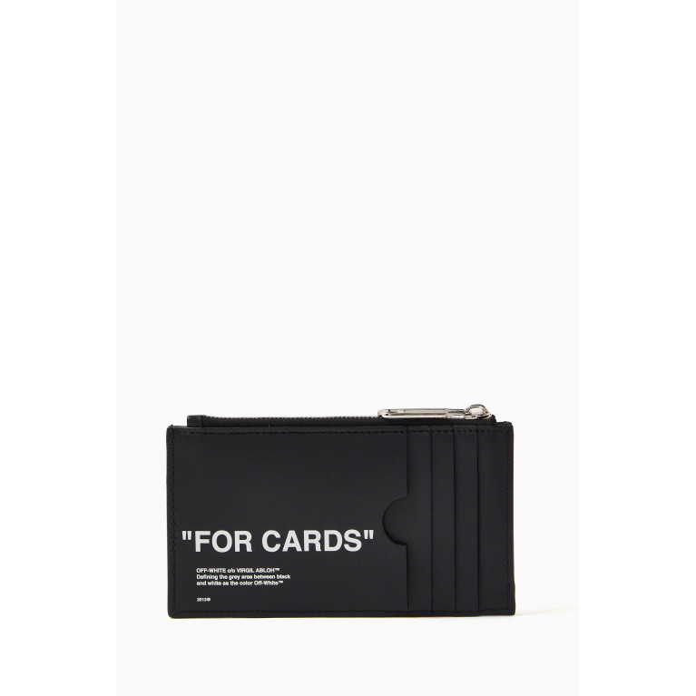 Off-White - "For Cards" Quote Zipped Cardholder in Leather