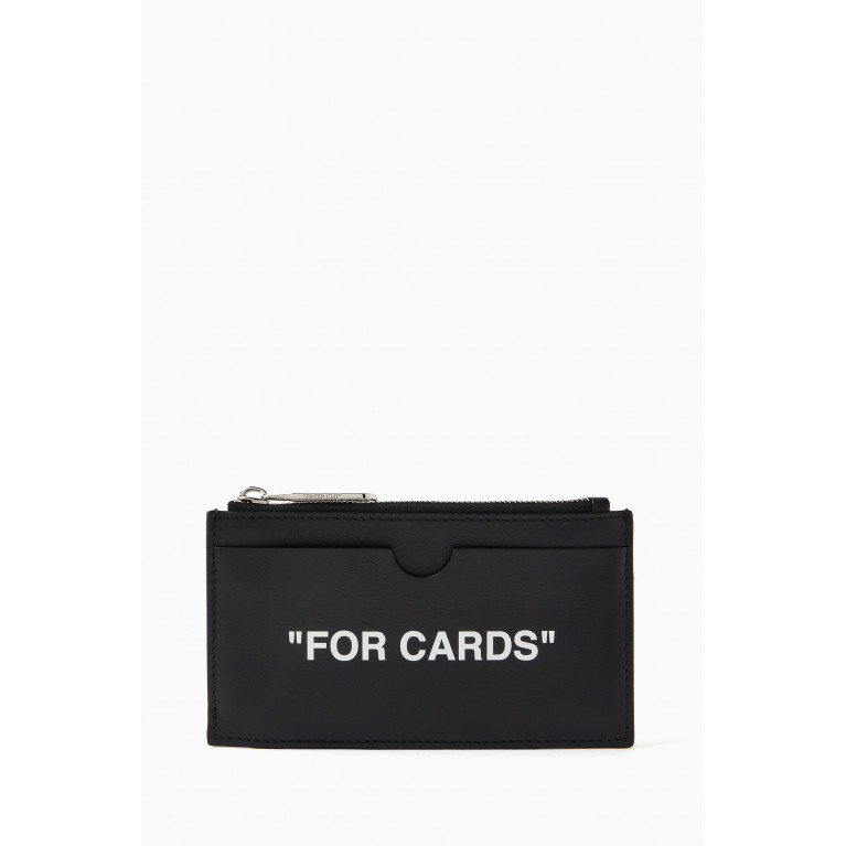 Off-White - "For Cards" Quote Zipped Cardholder in Leather