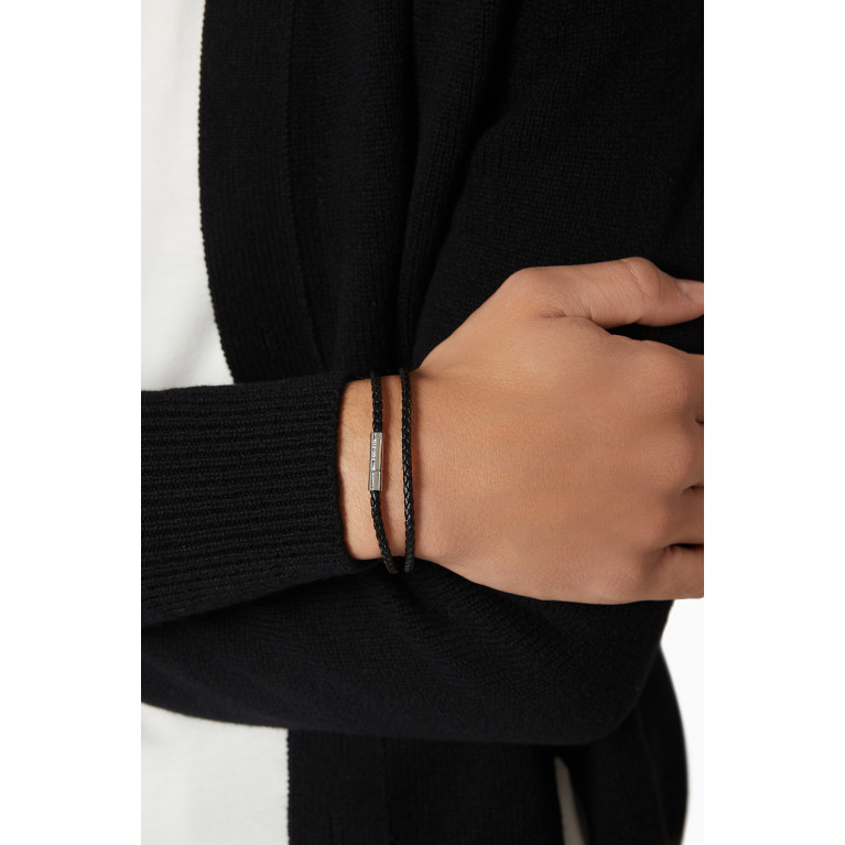 Roderer - Gianni Double Tour Bracelet in Woven Leather Black