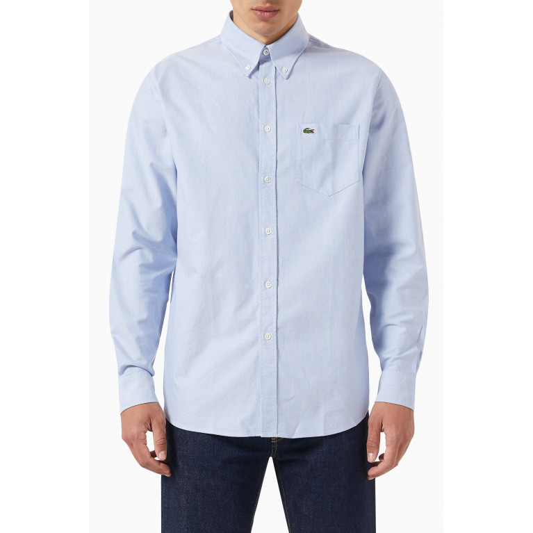 Lacoste - Long Sleeved Oxford Shirt in Cotton Blue